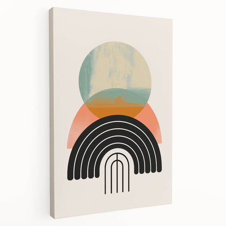 Stretched canvas featuring an abstract minimalist wall art design with soft neutral tones and geometric shapes, perfect for modern home decor.