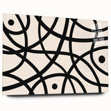 Abstract minimalist wall art design featuring a vibrant acrylic glass frame, showcasing intricate geometric patterns in soothing colors, ideal for modern home decor.