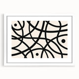 Abstract minimalist wall art design featuring a framed piece with a white mat, showcasing subtle geometric patterns and soft neutral colors, perfect for modern decor.