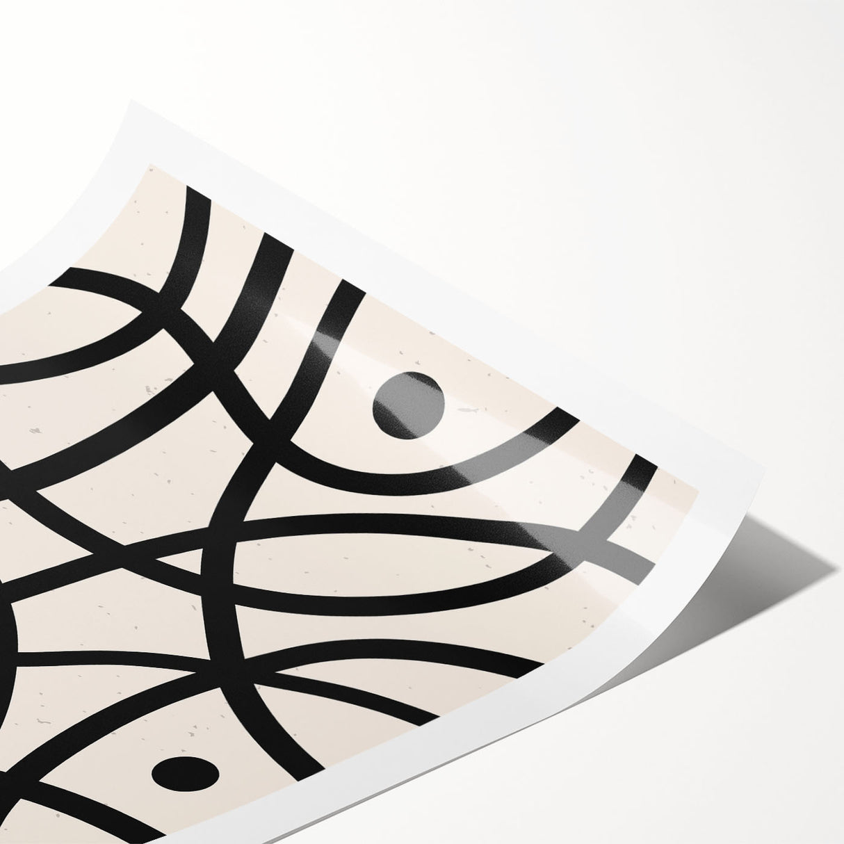 Abstract minimalist wall art print showcasing soft pastel colors and geometric shapes, rolled and ready for display, perfect for modern home decor.