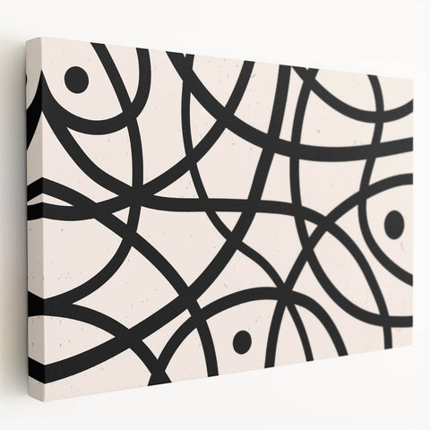 Stretched canvas showcasing an abstract minimalist design with soft pastel colors, perfect for modern decor, viewed from the side to highlight its depth and texture.