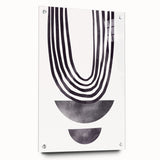 Abstract minimalist wall art collection displayed in a side view, featuring acrylic glass mounted on a sleek frame, showcasing vibrant colors and geometric patterns, ideal for modern decor.