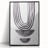 Framed abstract minimalist wall art design featuring a black acrylic finish, elegantly displayed from the front, perfect for modern home decor aesthetics.