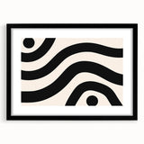 Abstract minimalist design wall art featuring a black frame and mat, showcasing a modern aesthetic ideal for contemporary home decor. Perfect for stylish living spaces, this framed artwork emphasizes simplicity and elegance.