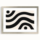 Abstract minimalist wall art design featuring a silver frame with a mat, showcasing a modern aesthetic suitable for contemporary decor. The image highlights the elegant front view of the artwork, emphasizing its clean lines and sophisticated style. Perfect for enhancing living spaces or offices.