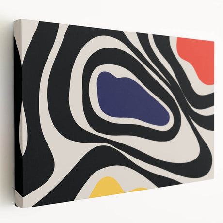 Stretched canvas wall art showcasing an abstract minimalist design with soft earth tones, side view highlighting its depth and texture, perfect for modern decor.