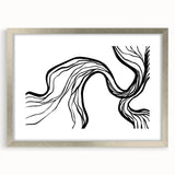 Abstract minimalist wall art featuring a silver-framed design with a mat, showcasing a chic decor element perfect for modern interiors. Ideal for enhancing living spaces with sophisticated style.