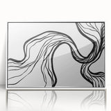 Framed abstract minimalist wall art design featuring a white background with subtle textures, perfect for modern decor, enhancing any living space with elegance.
