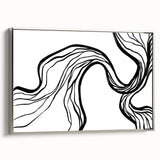 Framed minimalist wall art featuring abstract design in silver tones, showcasing a sleek side view of the canvas for modern home decor, perfect for stylish interiors.
