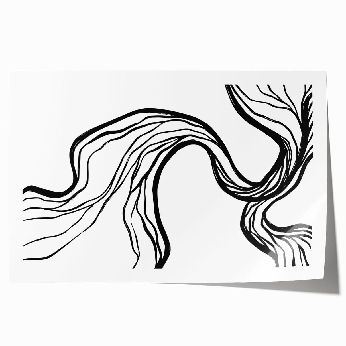 Abstract minimalist wall art print showcasing soft pastel colors and geometric shapes, rolled and ready for display, packaged in a protective cardboard tube.