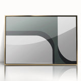 Framed abstract minimalist wall art featuring a gold-acrylic design, showcasing geometric shapes and rich textures, ideal for modern home decor or office spaces.