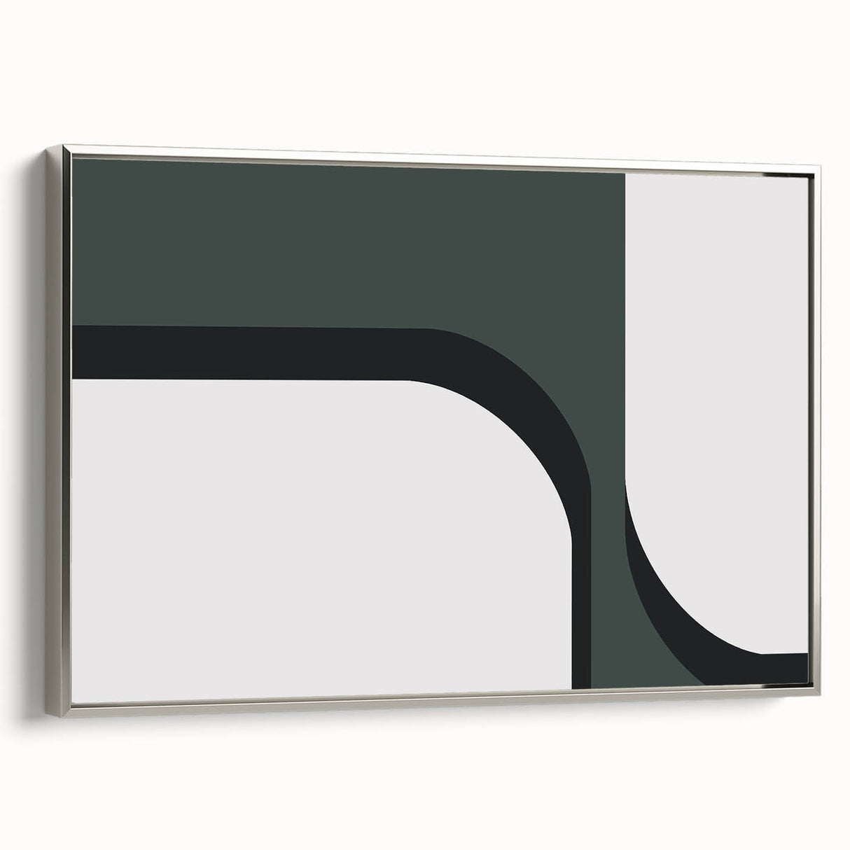 Framed canvas wall art from the Abstract Minimalist Design collection, showcasing a silver side view with geometric patterns, perfect for modern home decor.