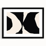 Abstract minimalist wall art design featuring a black frame and white mat, showcasing geometric patterns. Ideal for modern home decor, enhancing any interior space with elegance.
