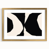 Abstract minimalist design wall art featuring a gold frame with mat, showcasing a modern aesthetic. Ideal for contemporary home decor, adding elegance and sophistication.