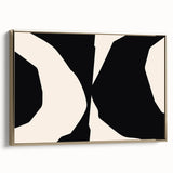 Framed abstract minimalist wall art featuring a gold and white design, showcasing elegant lines and shapes, perfect for modern home decor.