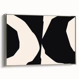 Framed minimalist abstract wall art in silver, showcasing geometric shapes and soft color hues, perfect for modern decor. Side view highlights its elegant design and premium finish, ideal for enhancing living spaces.