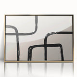Framed abstract minimalist wall art featuring a gold acrylic design, showcasing modern elegance and sophistication, perfect for contemporary home decor.