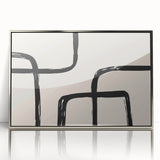 Framed abstract minimalist wall art featuring a silver-acrylic finish, showcasing geometric shapes and soft tones, ideal for modern decor. Perfect addition to elevate stylish interiors.