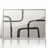 Framed abstract minimalist wall art design featuring a white background with subtle geometric shapes, ideal for modern home decor. Perfect for adding a touch of elegance to any room.