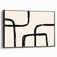Framed canvas wall art showcasing a minimalist abstract design in black, emphasizing clean lines and modern aesthetics, perfect for contemporary decor.