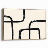 Framed abstract minimalist wall art design featuring gold accents, elegantly displayed in a side view, perfect for modern home decor and interior styling.