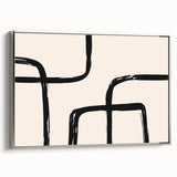 Framed abstract minimalist wall art piece showcasing a silver-toned design, featuring a sleek profile view that highlights its modern elegance, perfect for contemporary decor.