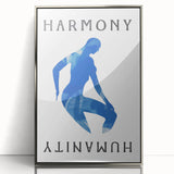 Framed abstract minimalist wall art in silver acrylic, showcasing geometric shapes and soft color gradients, enhancing modern decor.