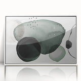 Framed acrylic wall art featuring an abstract minimalist design, showcasing a sleek white front view. Ideal for modern home decor, enhancing contemporary aesthetics.
