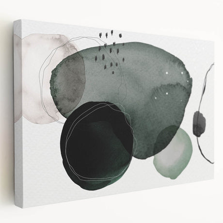Abstract minimalist design wall art collection displayed in a stretched canvas format, showcasing vibrant colors and geometric shapes, ideal for modern home decor.
