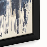 Close-up of a framed abstract minimalist wall art piece showcasing soft pastel colors and geometric shapes, ideal for modern home decor or office spaces.