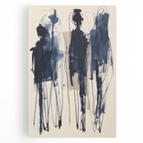 Abstract minimalist wall art collection featuring geometric shapes in muted tones of beige, gray, and white, displayed on stretched canvas for modern decor.