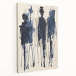 Minimalist abstract wall art design on stretched canvas, showcasing vibrant colors and geometric shapes, viewed from the side, perfect for modern décor.