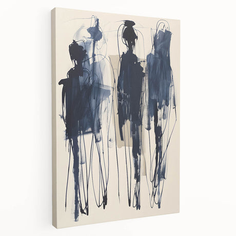 Minimalist abstract wall art design on stretched canvas, showcasing vibrant colors and geometric shapes, viewed from the side, perfect for modern décor.