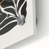 Close-up of an abstract minimalist wall art piece showcasing a vibrant color palette of blues and yellows, framed in acrylic glass, emphasizing modern design aesthetics. Ideal for contemporary home decor enthusiasts.