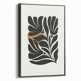 Framed canvas wall art featuring an abstract minimalist design with a black side view, showcasing elegant lines and modern aesthetics perfect for contemporary decor.