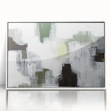 Framed abstract minimalist wall art design showcasing a contemporary acrylic piece with a white border, perfect for modern home decor and interior design.