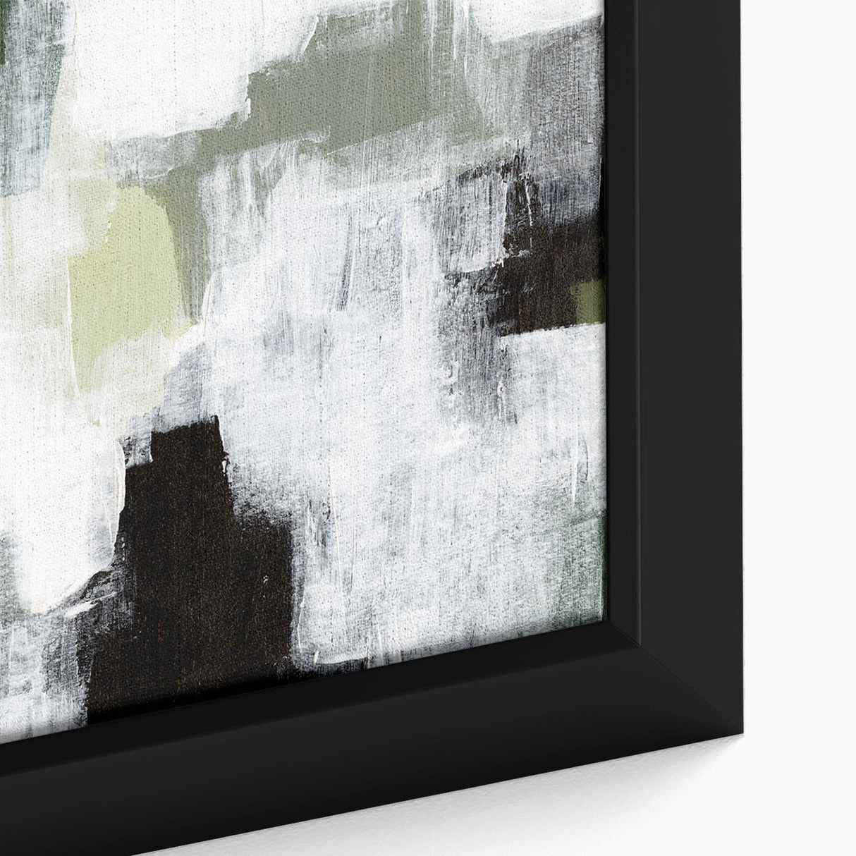 Framed abstract minimalist wall art featuring soft earth tones and geometric shapes, perfect for modern home decor, displayed in a stylish close-up view.