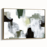 Framed canvas wall art featuring an abstract minimalist design in gold tones, showcasing a sleek side view ideal for modern home decor. Perfect for adding elegance to any room.