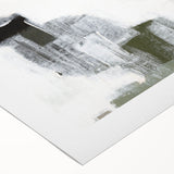 Abstract minimalist wall art design featuring soft pastel colors and geometric shapes, rolled and packaged in a protective cardboard tube for easy display.