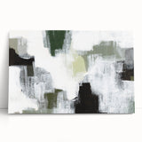 Abstract minimalist wall art design on stretched canvas in soft pastel colors, featuring geometric shapes and a serene, modern aesthetic, perfect for contemporary decor.