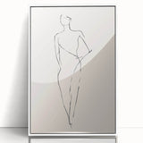 Framed abstract minimalist wall art piece featuring soft pastel colors and geometric shapes, displayed from a front view against a white background.