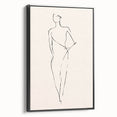Framed black abstract minimalist wall art featuring a sleek design with soft curves and geometric shapes, showcasing modern elegance.