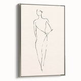 Framed abstract minimalist wall art in silver, showcasing a sleek design with soft tones and clean lines, perfect for modern decor.