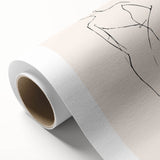 Abstract minimalist rolled canvas wall art featuring fluid shapes in soft pastel colors, perfect for modern home decor or gallery display.