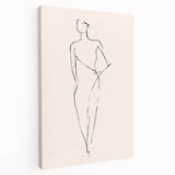 Abstract minimalist wall art piece with a soft color palette, featuring geometric shapes on stretched canvas, ideal for modern home decor.