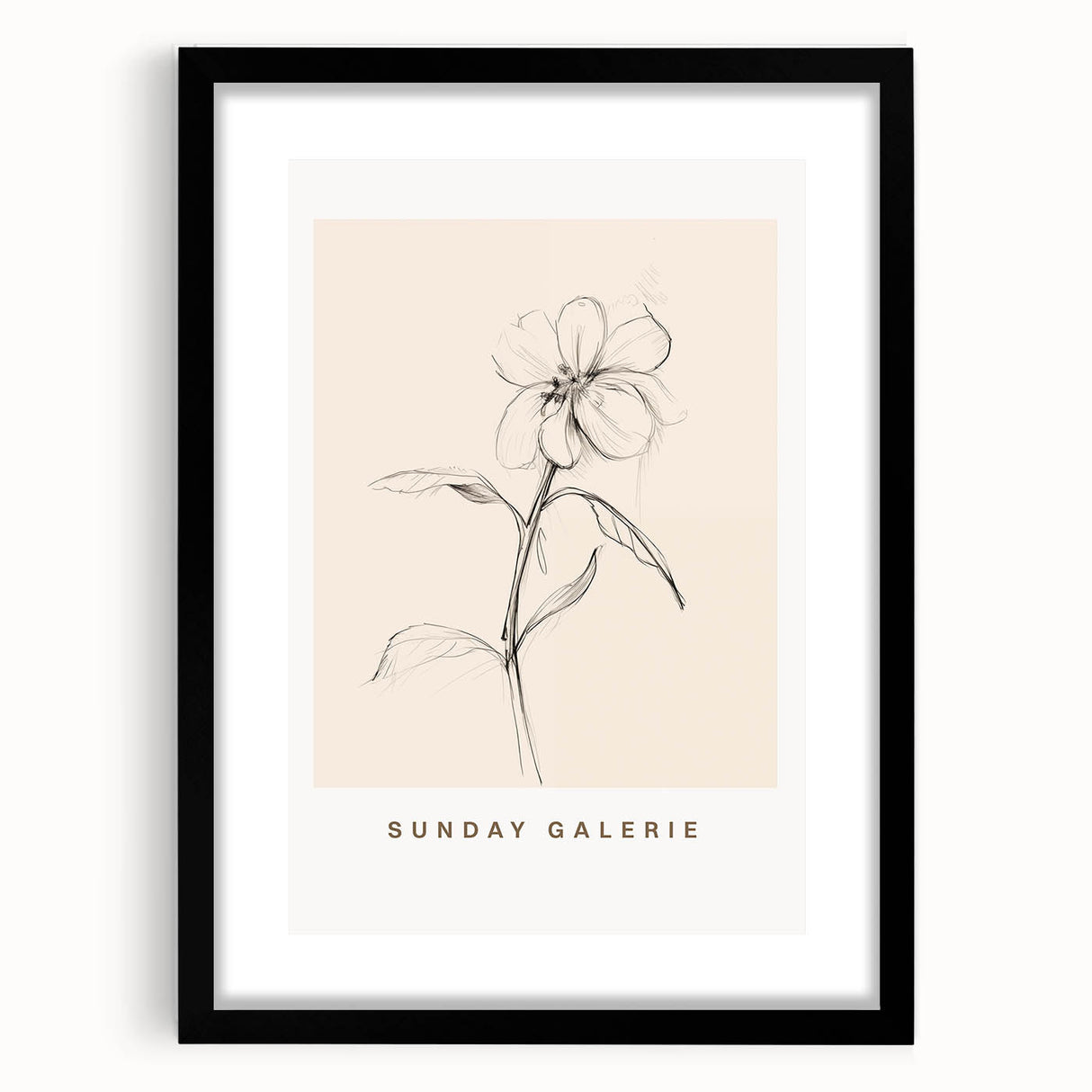 Framed abstract minimalist wall art collection featuring a sleek black frame and white mat, showcasing a contemporary design suitable for modern decor.