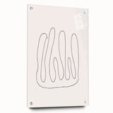 Abstract minimalist wall art collection displayed in acrylic glass, showcasing a side view with pins, emphasizing sleek design and modern aesthetics.