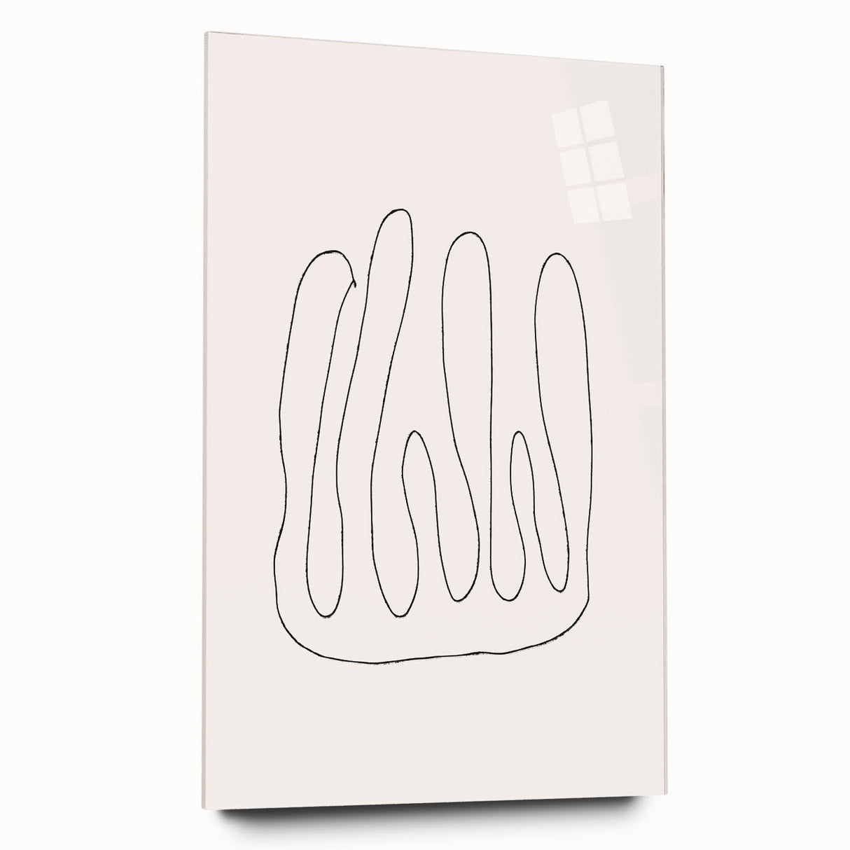 Minimalist abstract wall art collection displayed in a sleek acrylic frame, showcasing vibrant colors and unique geometric patterns.