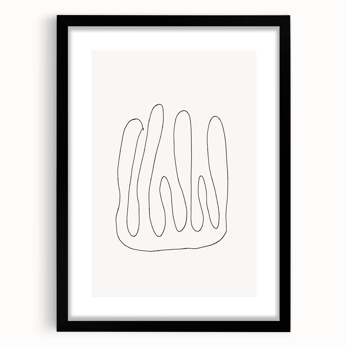 Framed abstract minimalist wall art design showcasing a sleek black mat and a modern aesthetic, ideal for contemporary home decor.