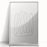 Framed minimalist abstract wall art design in white acrylic, showcasing soft pastel colors and geometric shapes for modern decor.